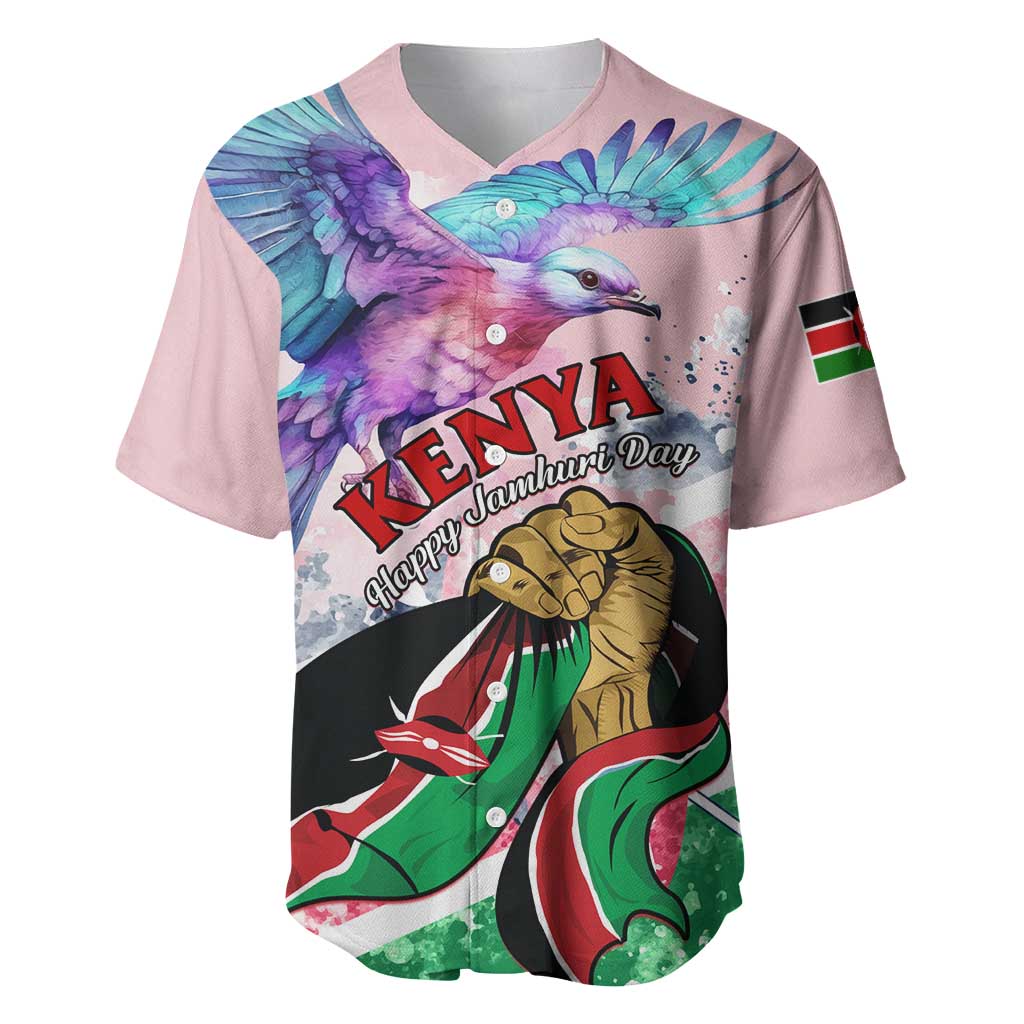 Personalized Kenya Independence Day Baseball Jersey with Lilac Breasted Roller - Unique Version LT01