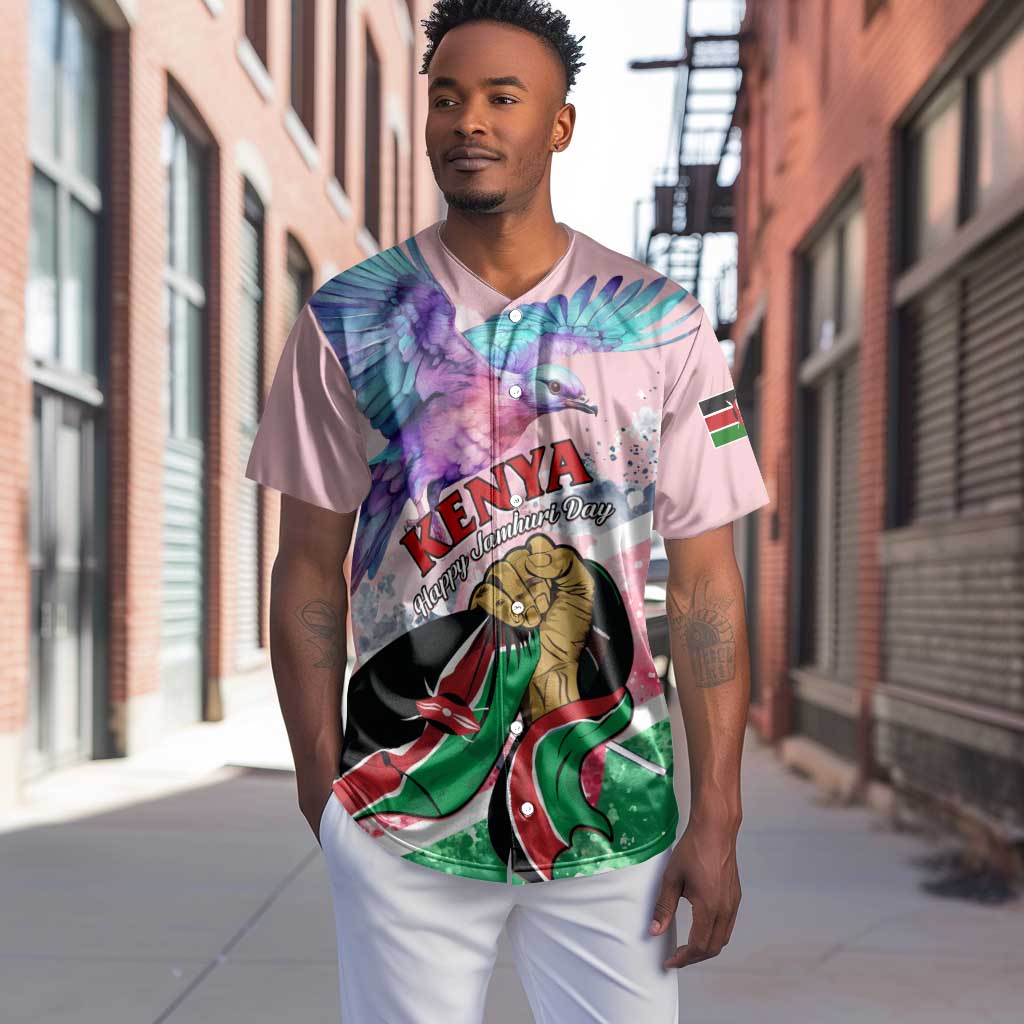 Personalized Kenya Independence Day Baseball Jersey with Lilac Breasted Roller - Unique Version LT01