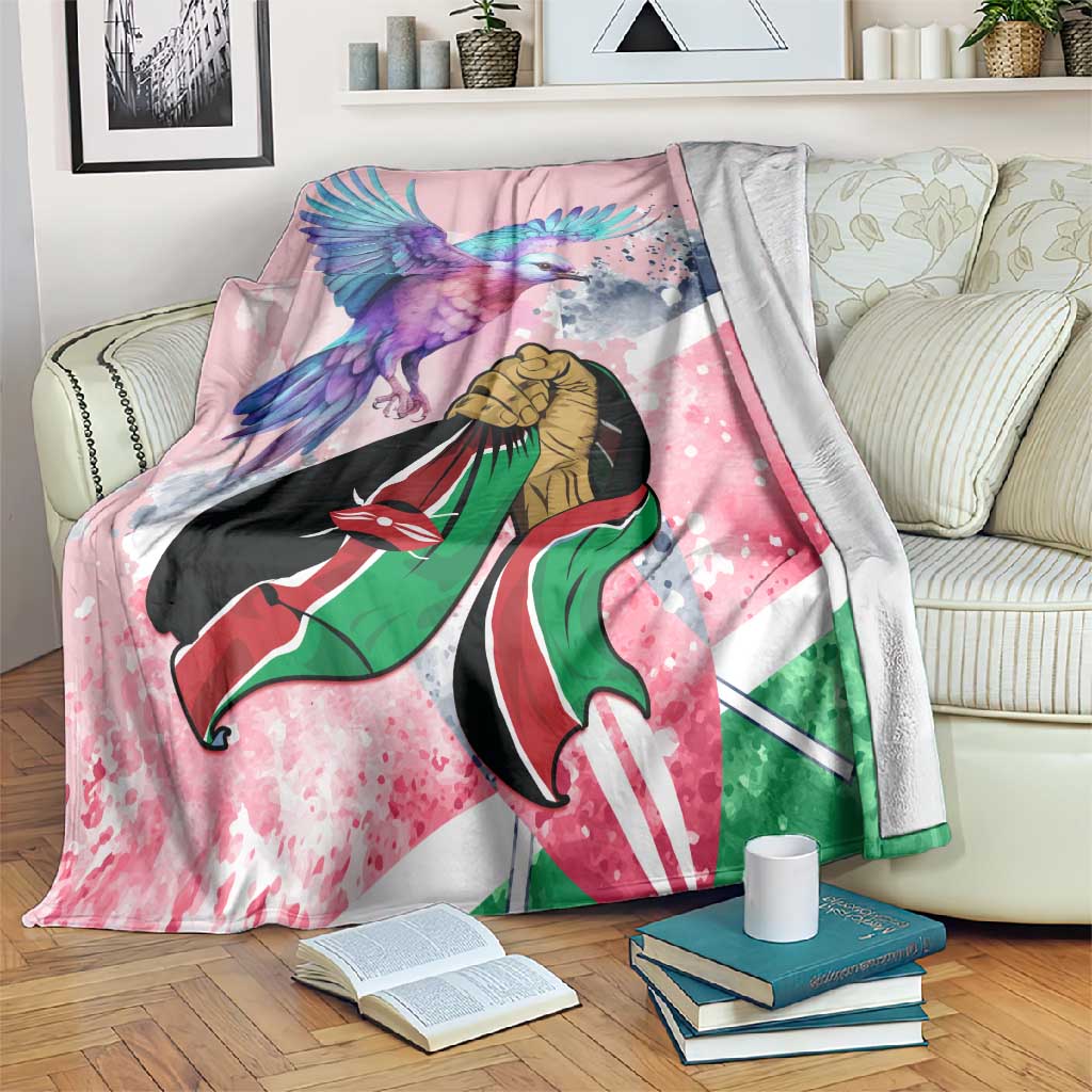 Kenya Independence Day Blanket with Lilac Breasted Roller - Unique Version LT01