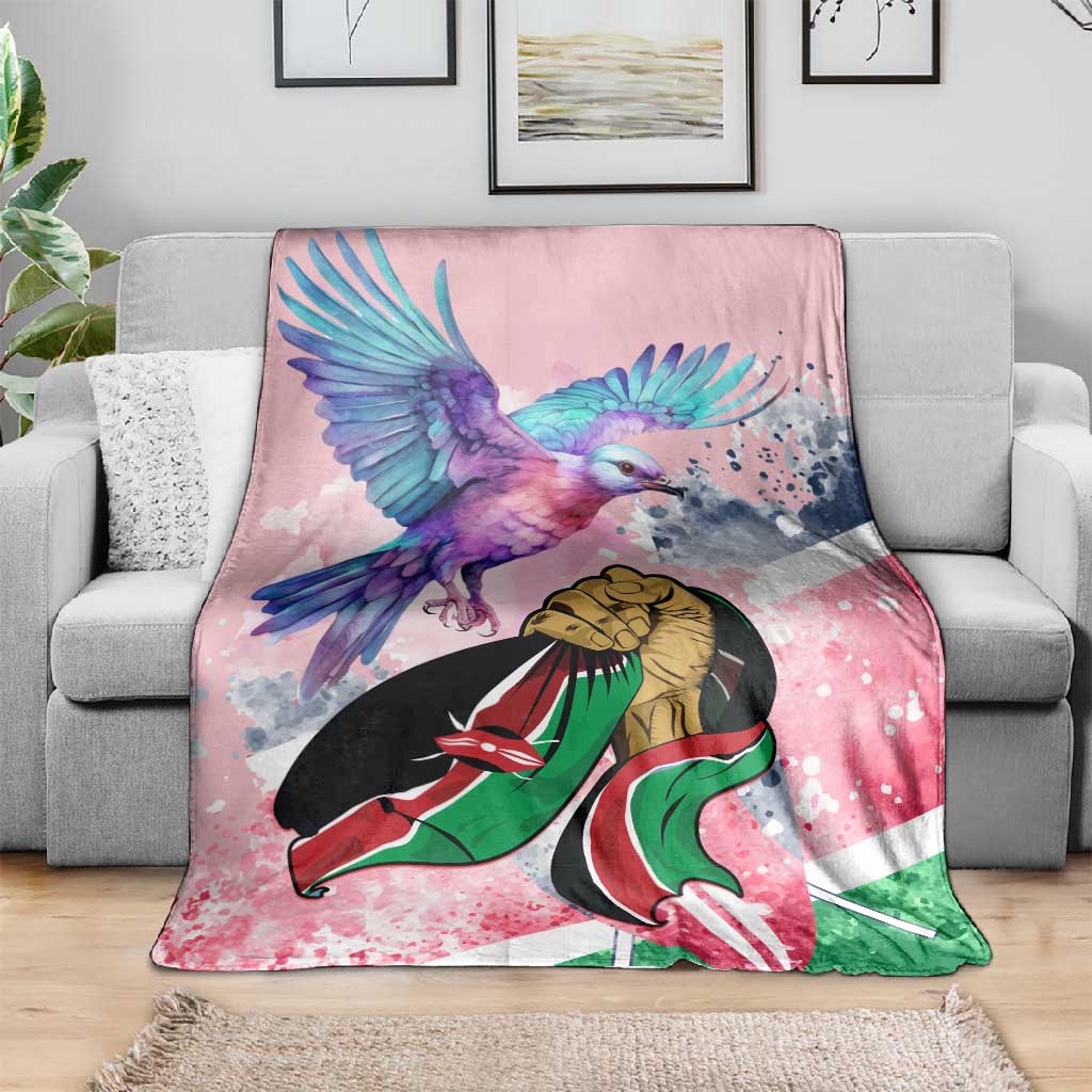Kenya Independence Day Blanket with Lilac Breasted Roller - Unique Version LT01