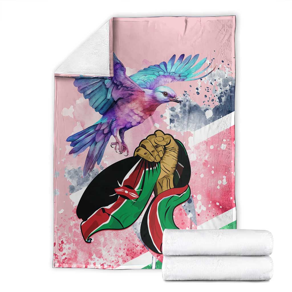 Kenya Independence Day Blanket with Lilac Breasted Roller - Unique Version LT01