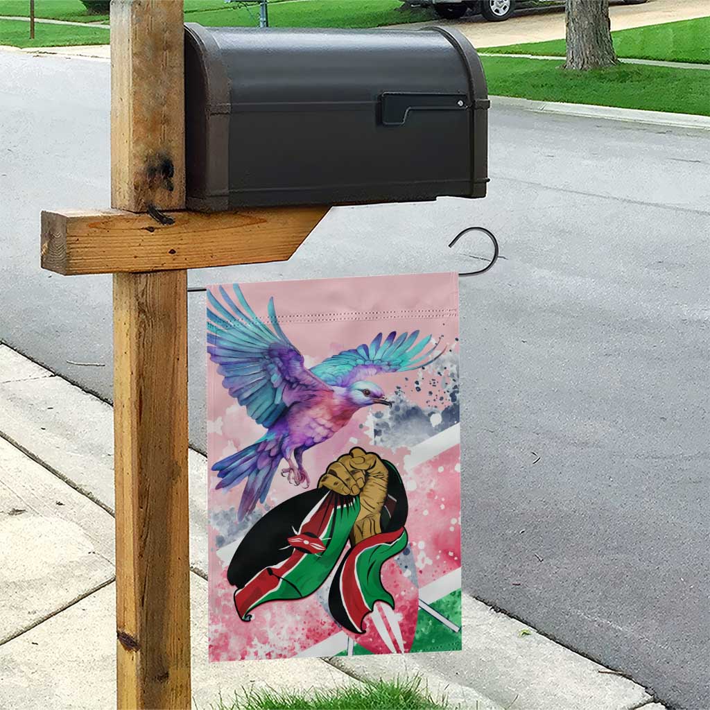 Kenya Independence Day Garden Flag with Lilac Breasted Roller - Unique Version LT01