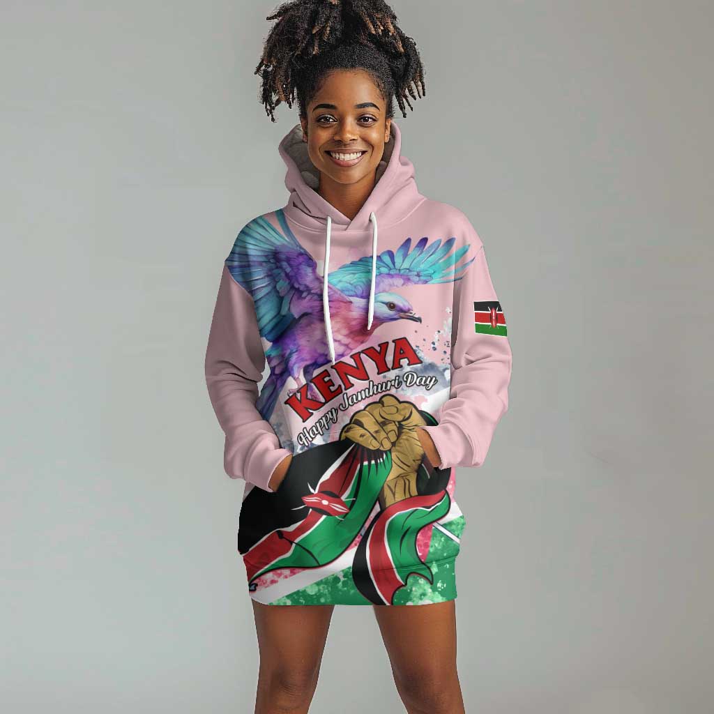 Personalized Kenya Independence Day Hoodie Dress with Lilac Breasted Roller - Unique Version LT01