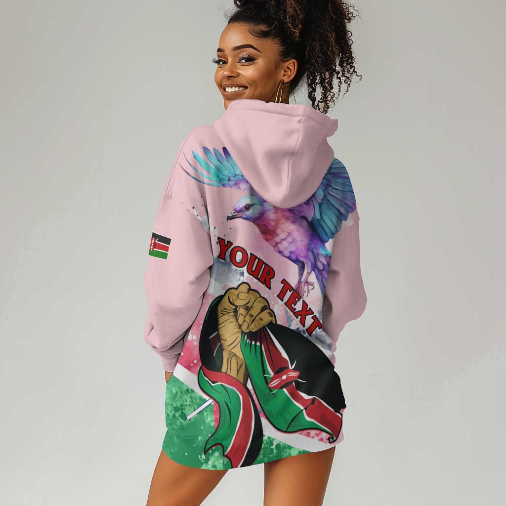 Personalized Kenya Independence Day Hoodie Dress with Lilac Breasted Roller - Unique Version LT01