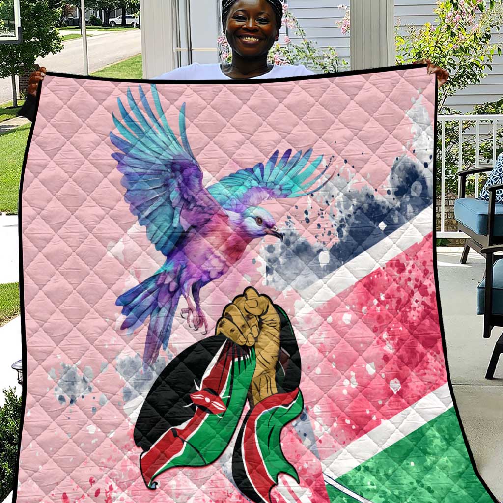 Kenya Independence Day Quilt with Lilac Breasted Roller - Unique Version LT01