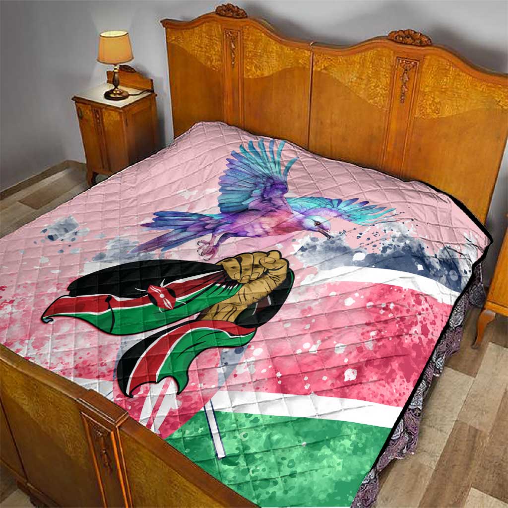 Kenya Independence Day Quilt with Lilac Breasted Roller - Unique Version LT01
