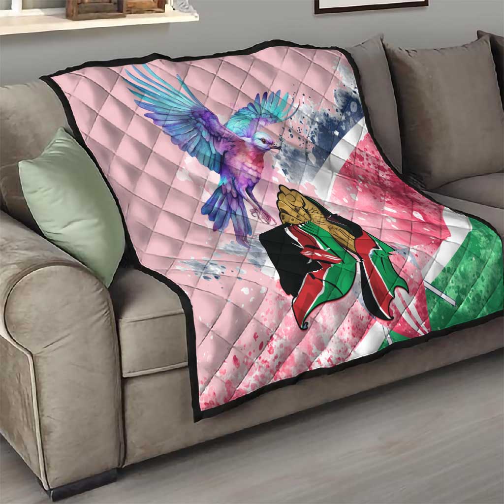 Kenya Independence Day Quilt with Lilac Breasted Roller - Unique Version LT01