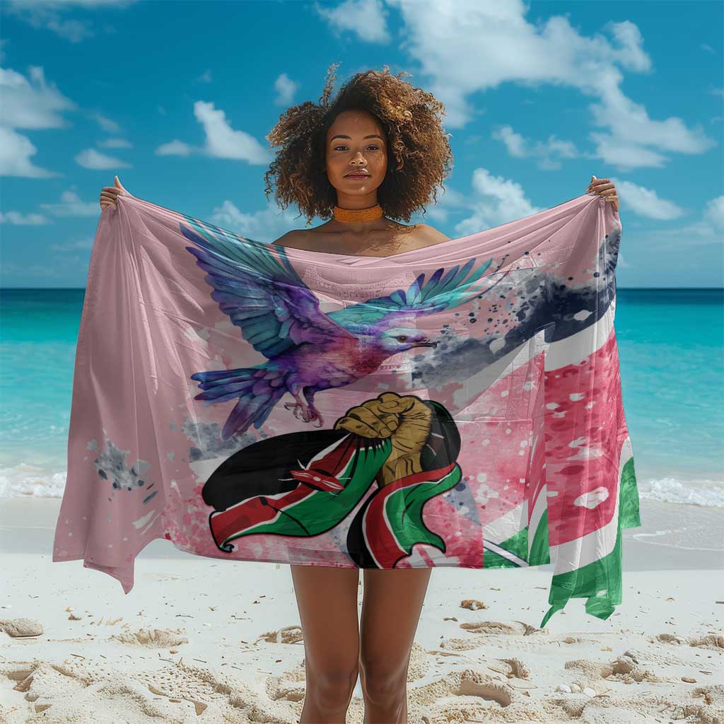 Kenya Independence Day Sarong with Lilac Breasted Roller - Unique Version LT01
