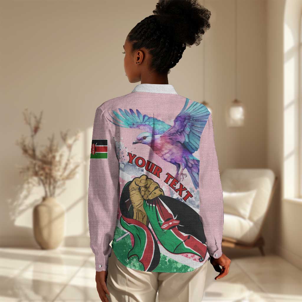 Personalized Kenya Independence Day Women Casual Shirt with Lilac Breasted Roller - Unique Version LT01