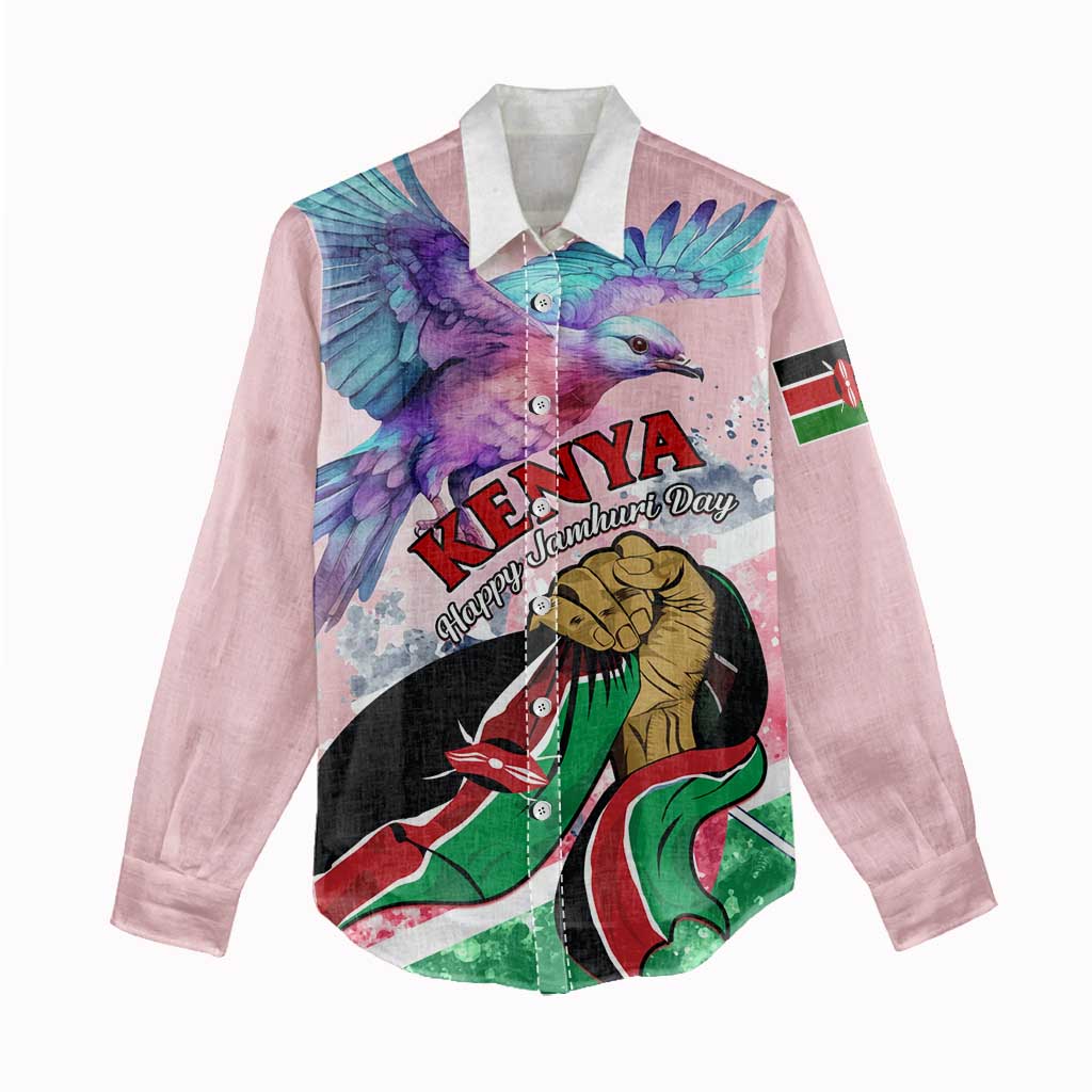Personalized Kenya Independence Day Women Casual Shirt with Lilac Breasted Roller - Unique Version LT01