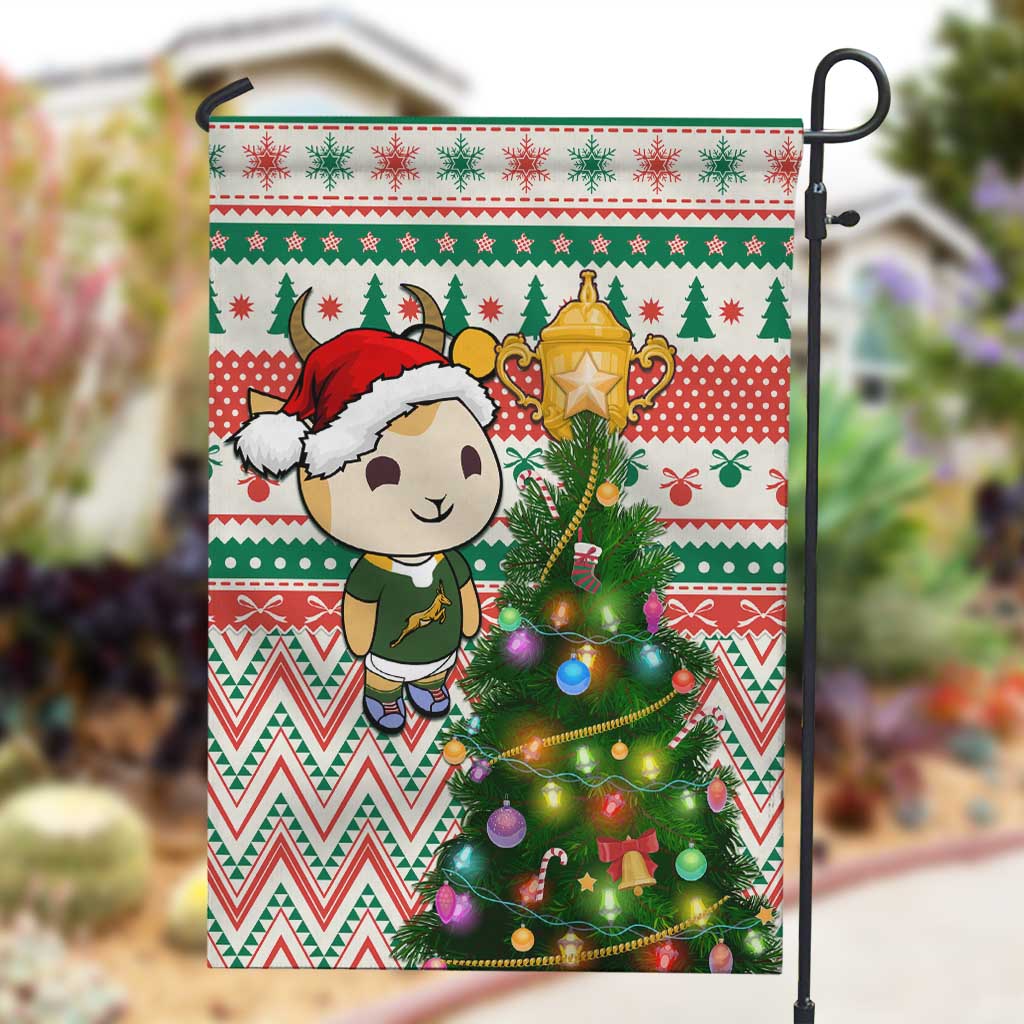South Africa Rugby Christmas Garden Flag with Cute Springbok and Christmas Tree LT01