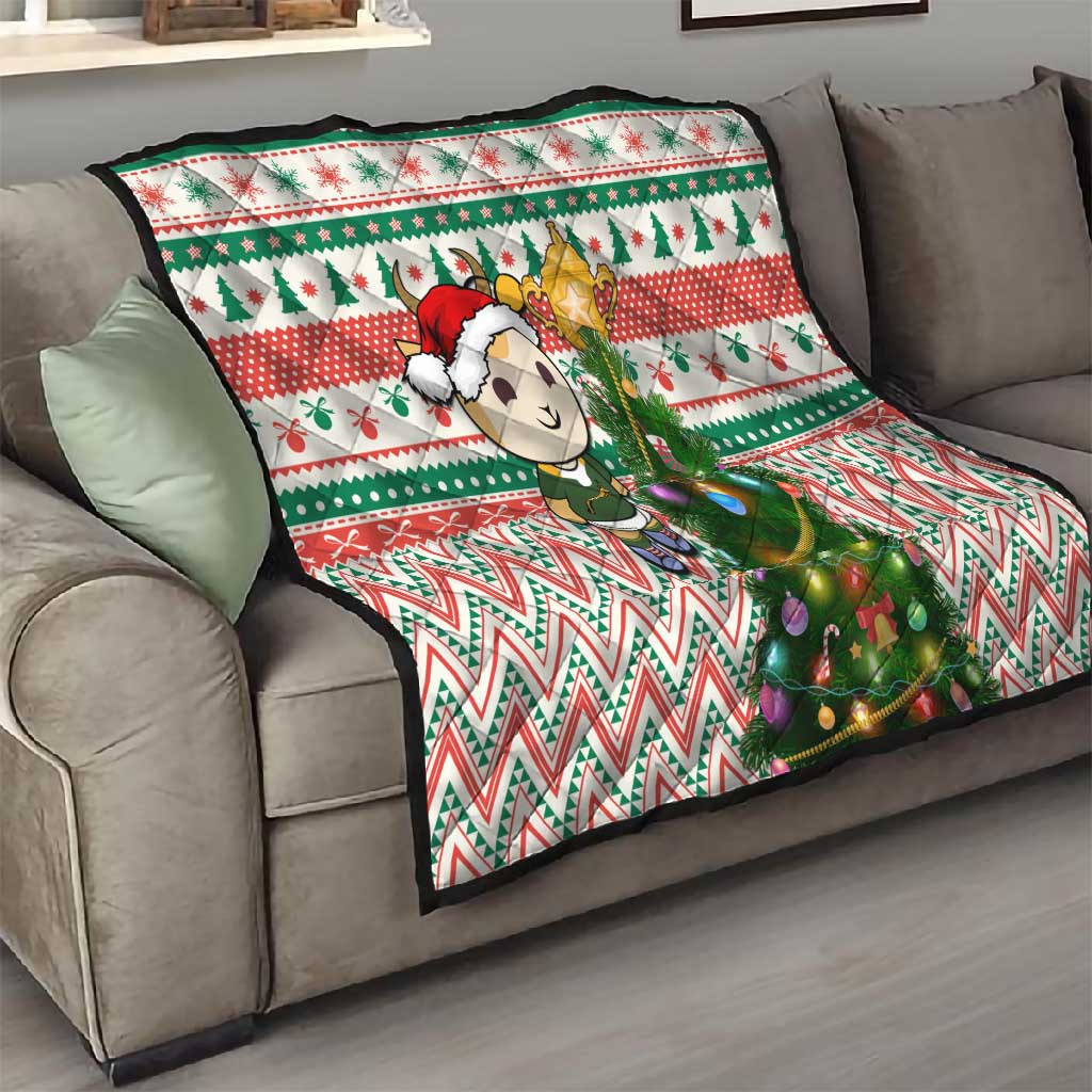 South Africa Rugby Christmas Quilt with Cute Springbok and Christmas Tree LT01