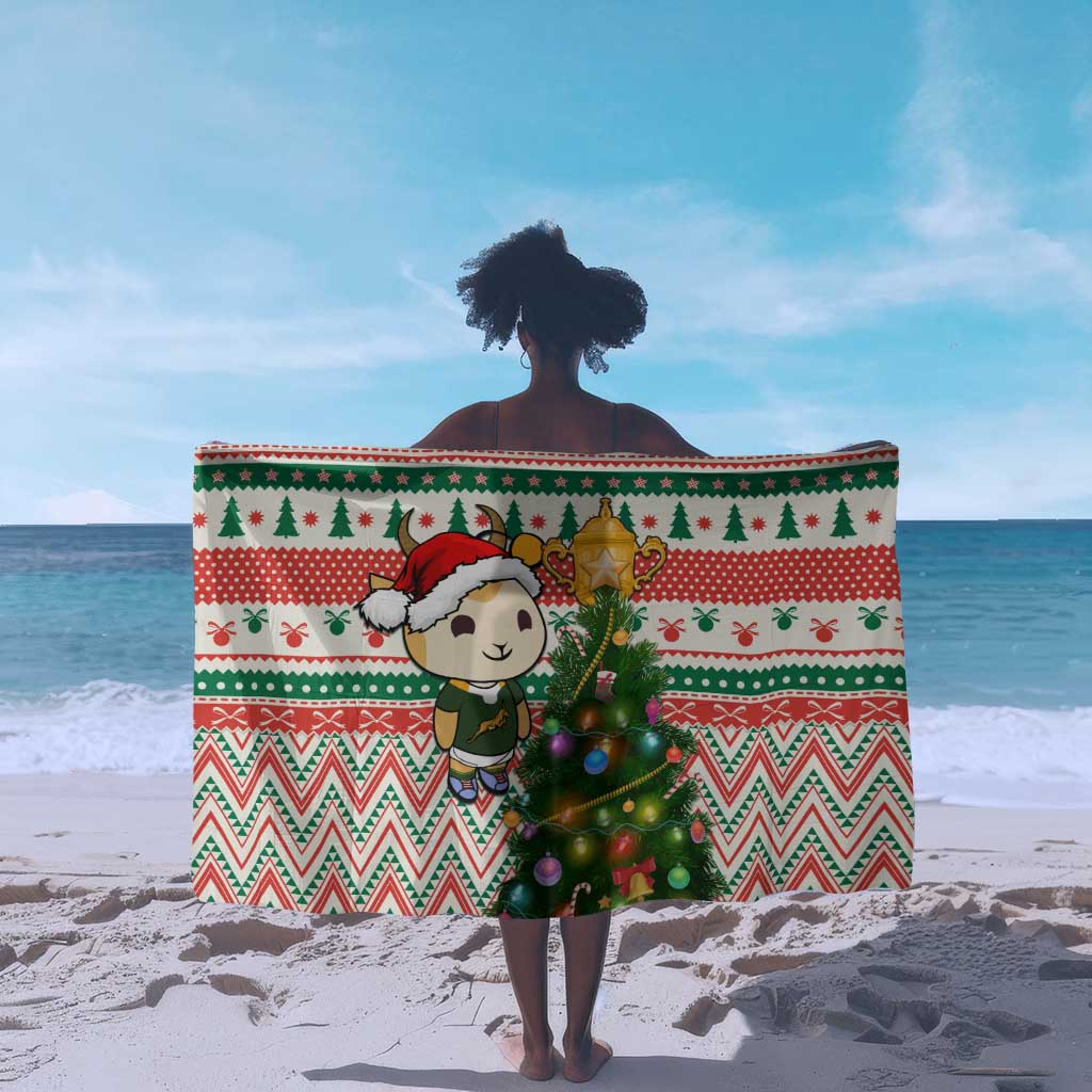 South Africa Rugby Christmas Sarong with Cute Springbok and Christmas Tree LT01