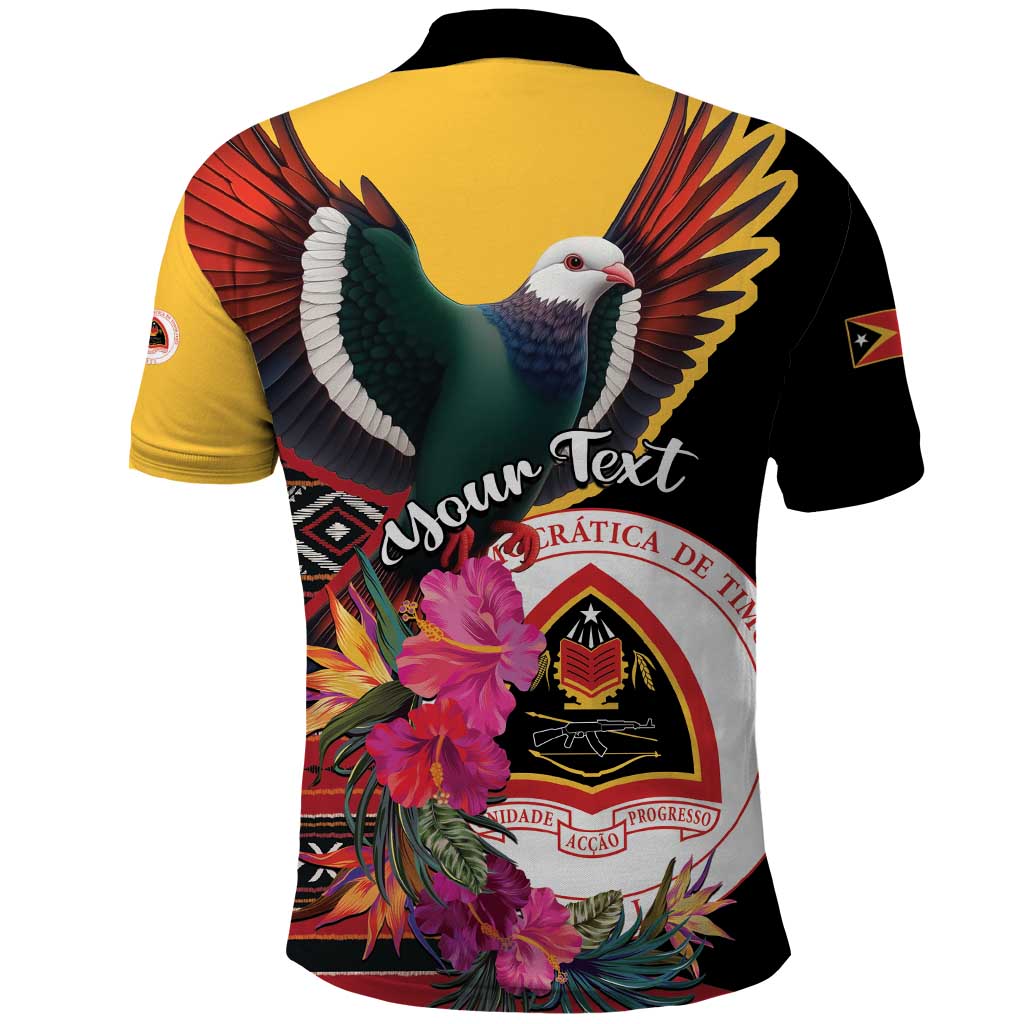 Personalized Timor-Leste Polo Shirt Timor Imperial Pigeon Hibiscus LT01