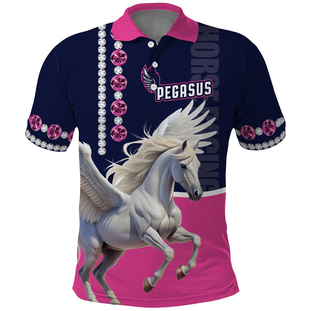 Personalized Pegasus Horse Racing Polo Shirt Diamond Luxury Style LT01