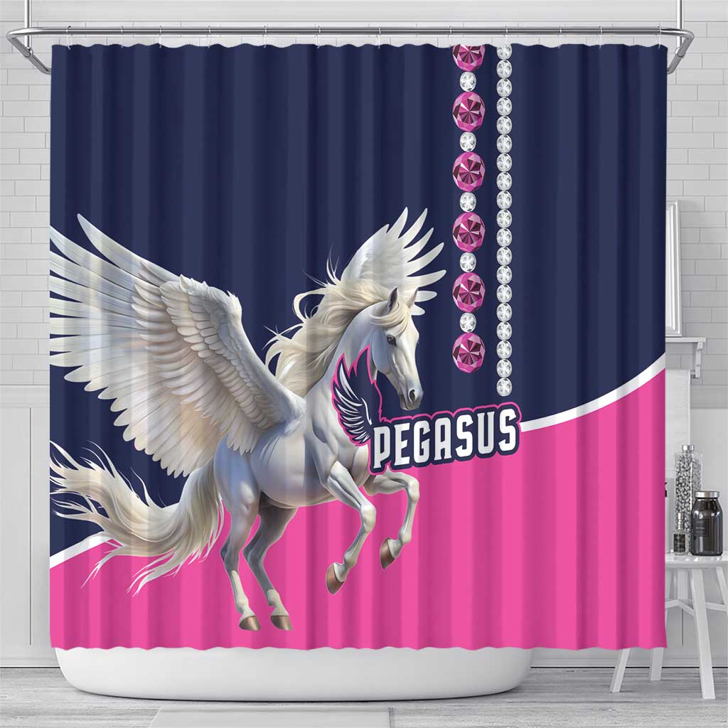 Pegasus Horse Racing Shower Curtain Diamond Luxury Style LT01