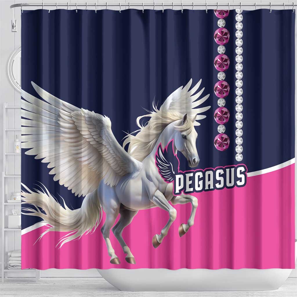 Pegasus Horse Racing Shower Curtain Diamond Luxury Style LT01
