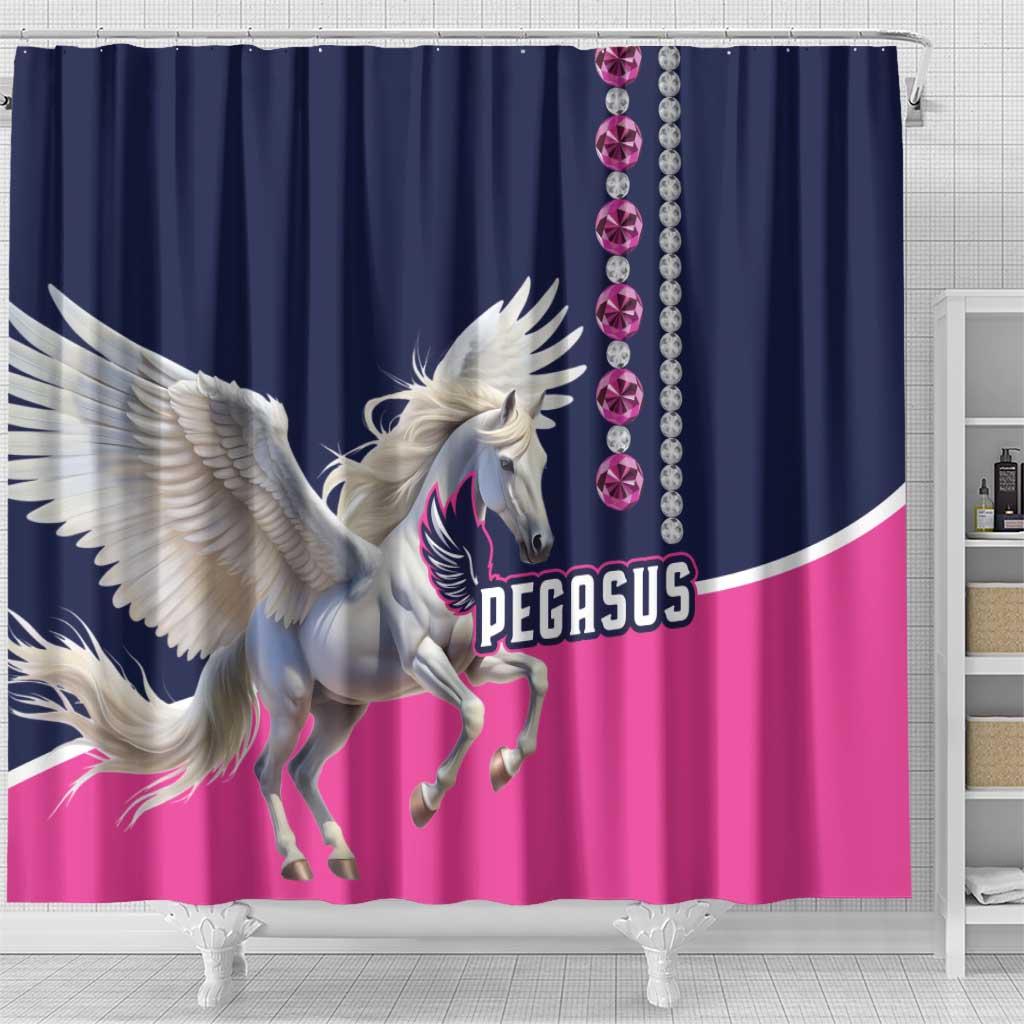 Pegasus Horse Racing Shower Curtain Diamond Luxury Style LT01
