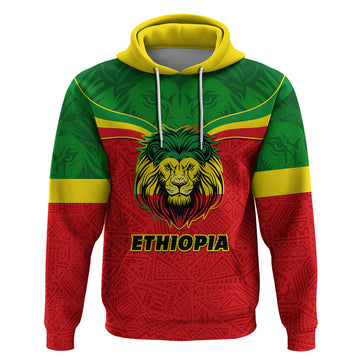 Personalised Ethiopia Hoodie Lion Of Judah Flag Style Special Version LT01
