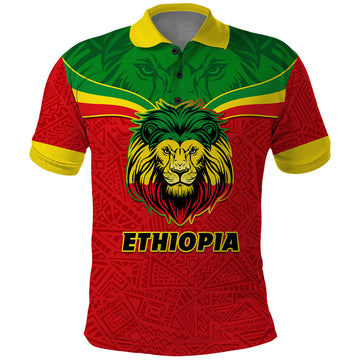 Personalised Ethiopia Polo Shirt Lion Of Judah Flag Style Special Version LT01