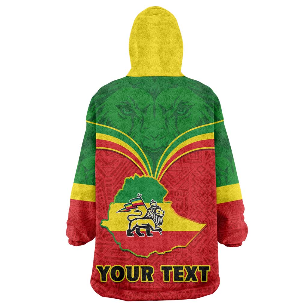 Personalized Ethiopia Wearable Blanket Hoodie with Lion of Judah Flag Style - Special Version LT01