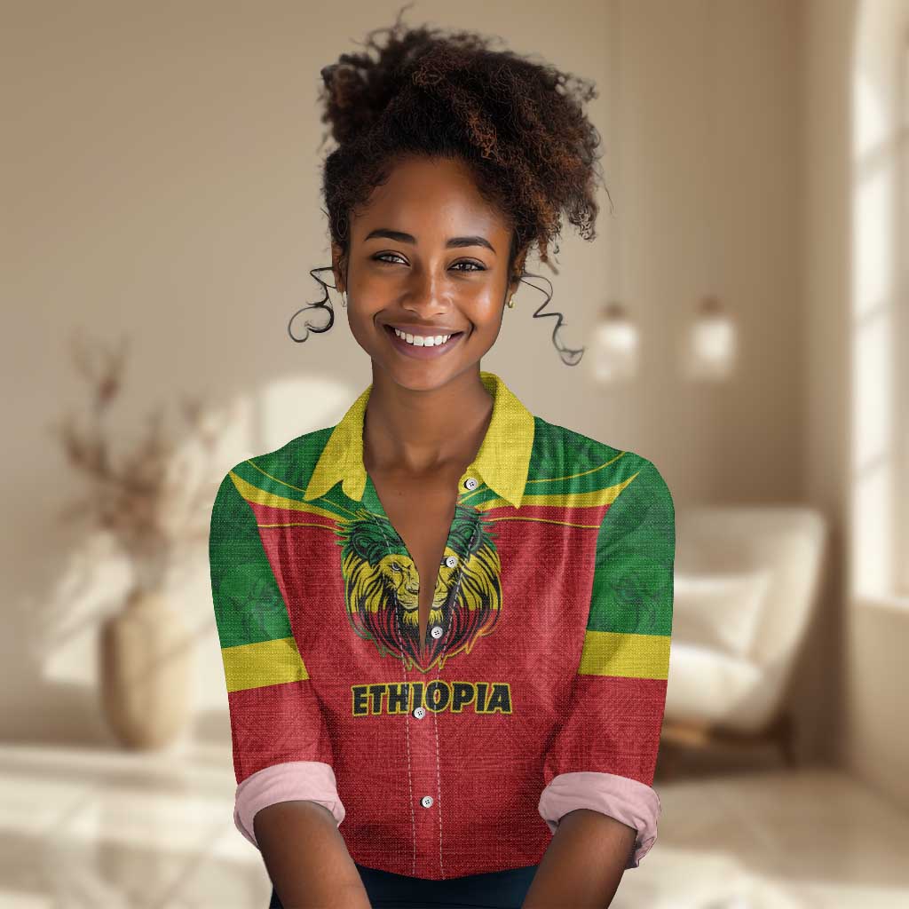Personalized Ethiopia Women Casual Shirt with Lion of Judah Flag Style - Special Version LT01