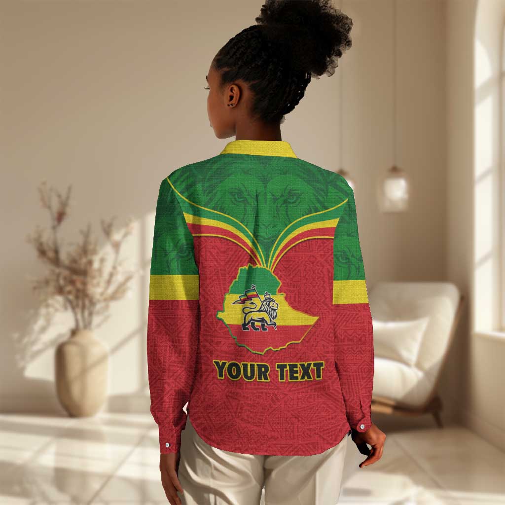 Personalized Ethiopia Women Casual Shirt with Lion of Judah Flag Style - Special Version LT01