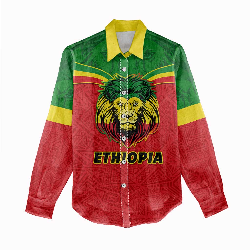 Personalized Ethiopia Women Casual Shirt with Lion of Judah Flag Style - Special Version LT01