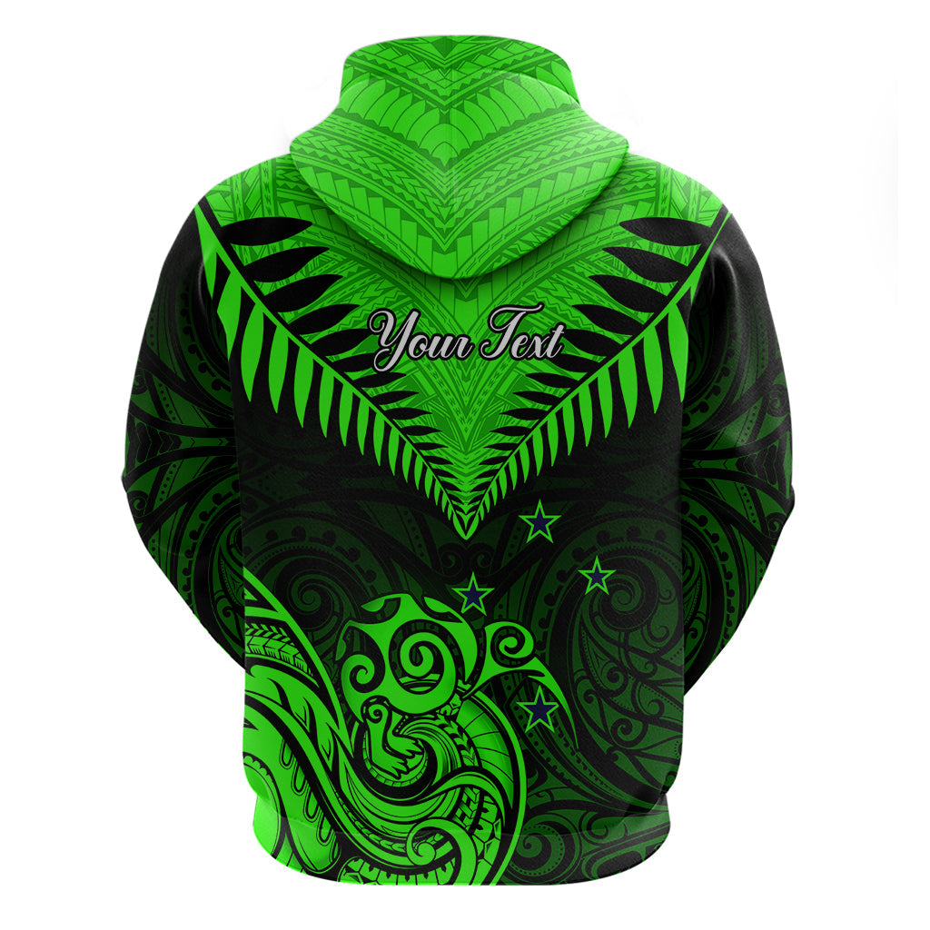 Personalised New Zealand Hoodie Aotearoa Maori Kiwi Green Fern LT01