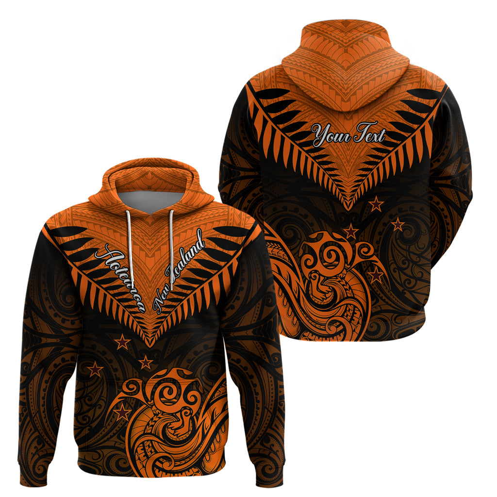 Personalised New Zealand Hoodie Aotearoa Maori Kiwi Orange Fern LT01