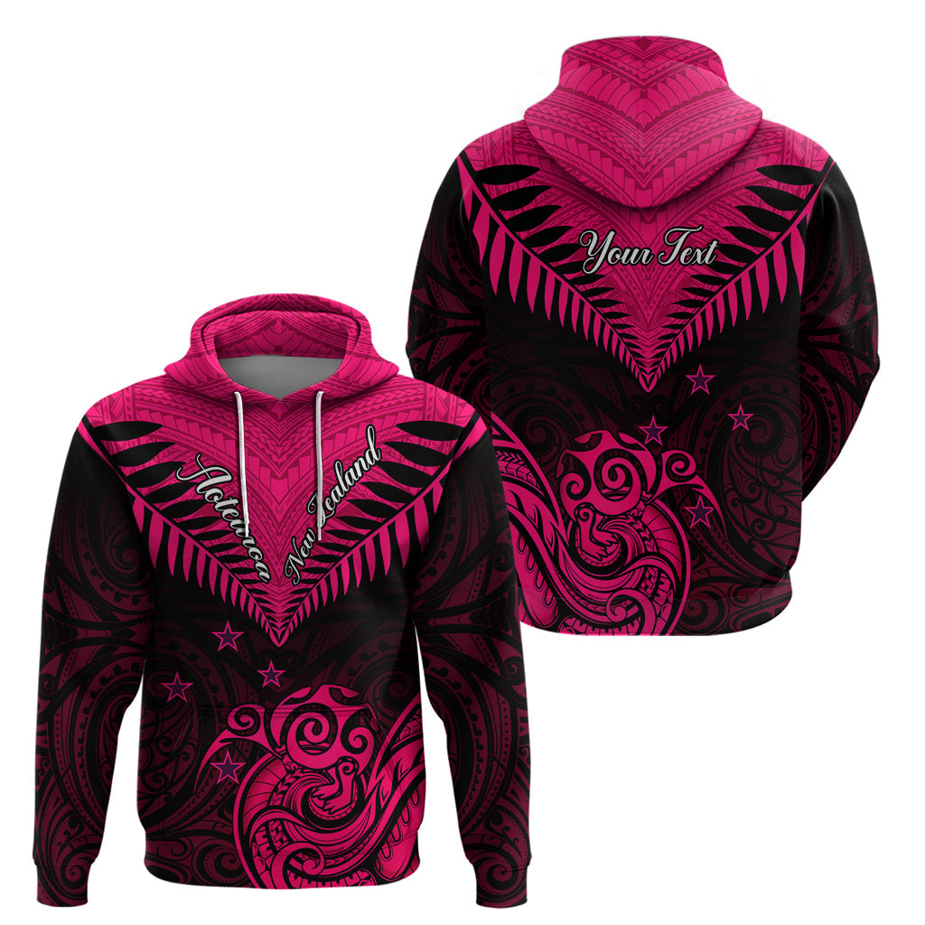 Personalised Aotearoa Hoodie Maori Kiwi Pink Fern LT01