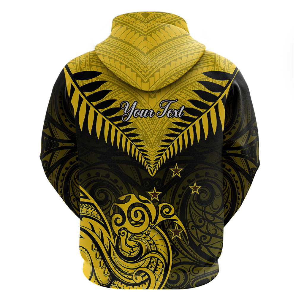Personalised Aotearoa Hoodie Maori Kiwi Yellow Fern LT01