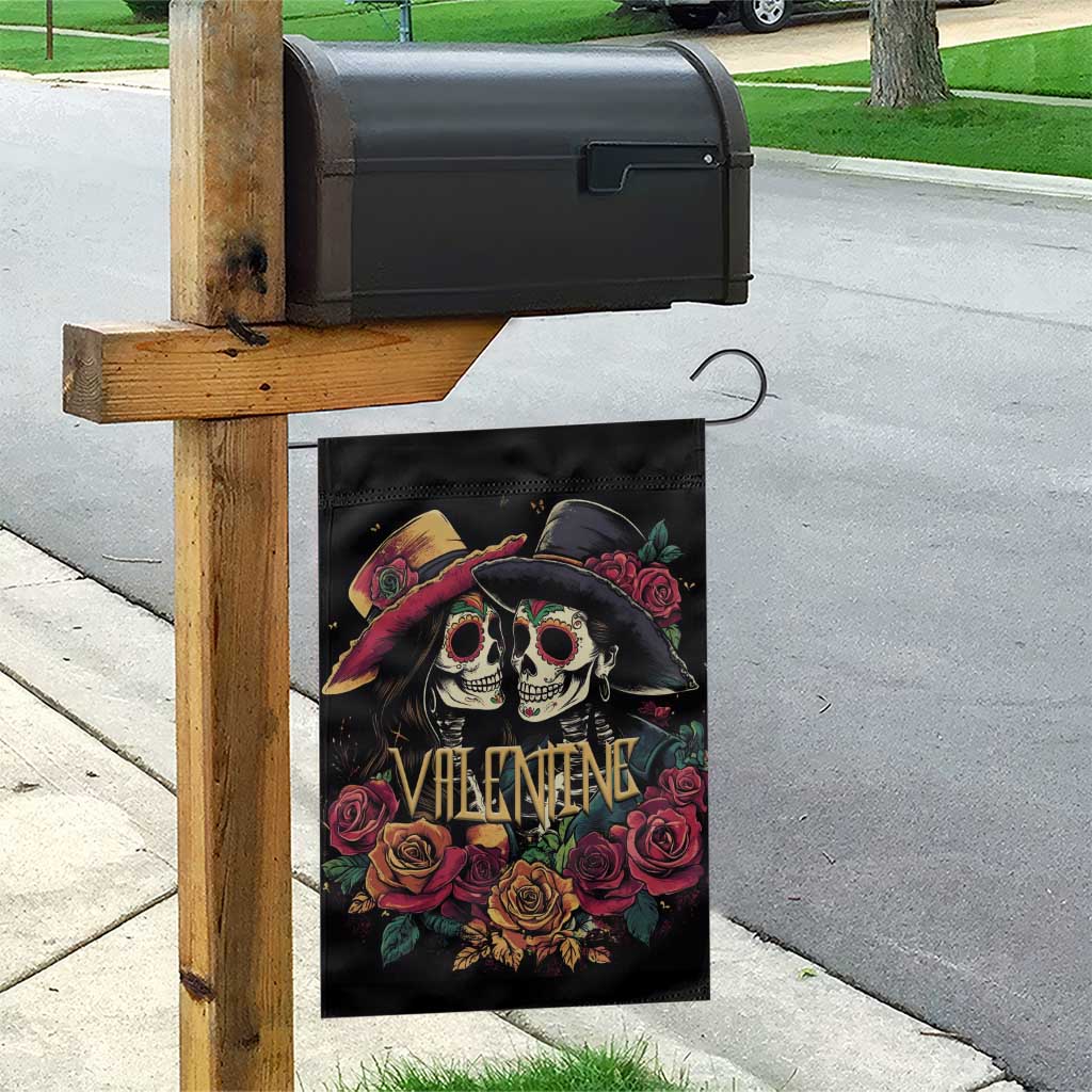 Sugar Skull Couple Valentine Garden Flag Roses Romantic Love LT01