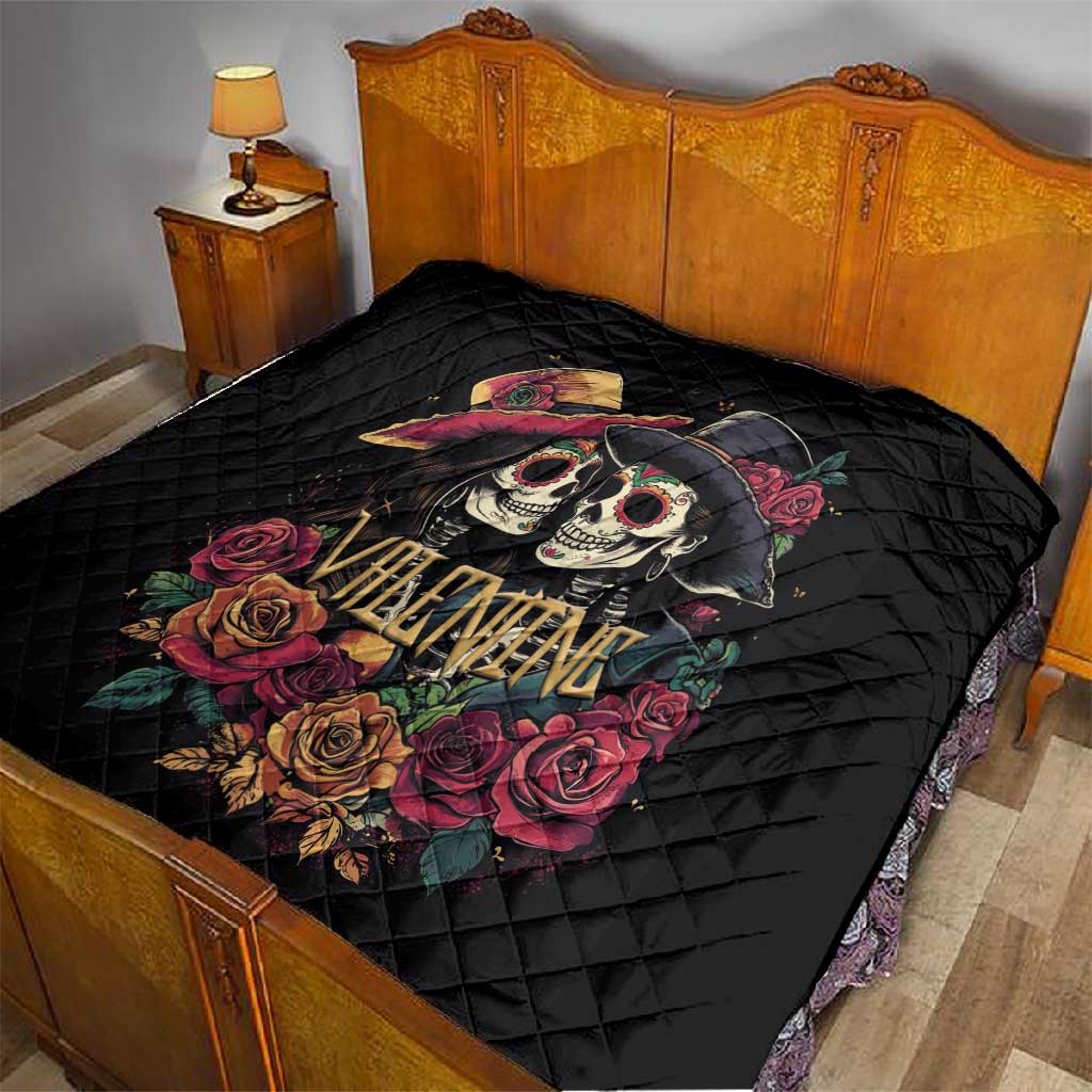 Sugar Skull Couple Valentine Quilt Roses Romantic Love LT01
