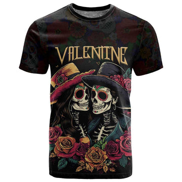 Personalised Sugar Skull Couple Valentine T shirt Roses Romantic Love LT01