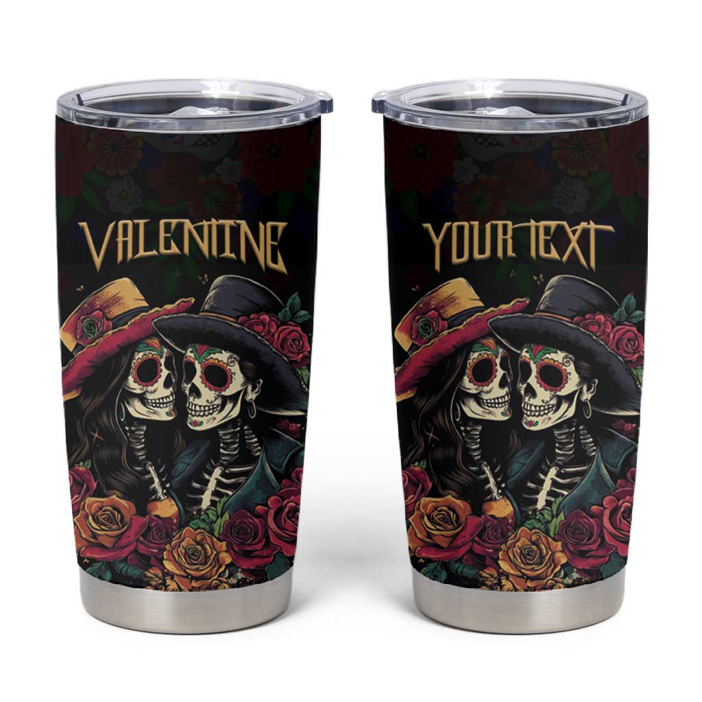Personalised Sugar Skull Couple Valentine Tumbler Cup Roses Romantic Love LT01