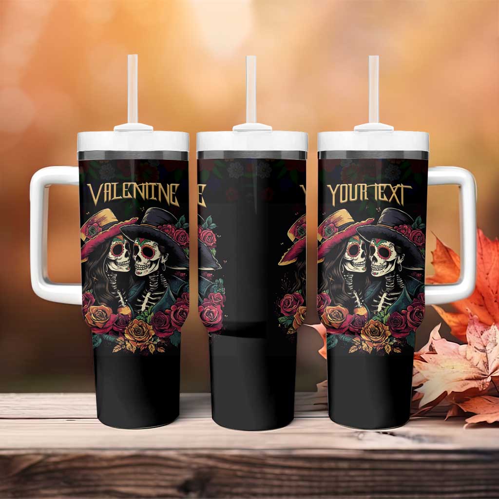 Personalised Sugar Skull Couple Valentine Tumbler With Handle Roses Romantic Love LT01