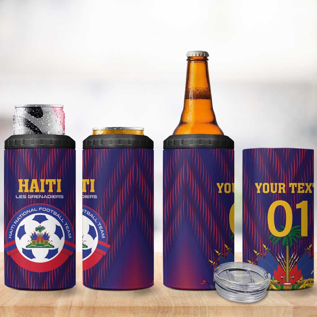 Custom Afro Haiti Football 4 in 1 Can Cooler Tumbler Come On Les Grenadiers LT01