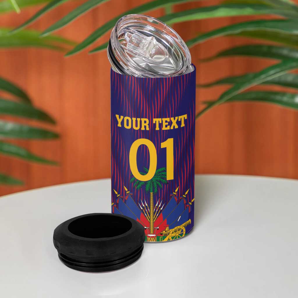 Custom Afro Haiti Football 4 in 1 Can Cooler Tumbler Come On Les Grenadiers LT01