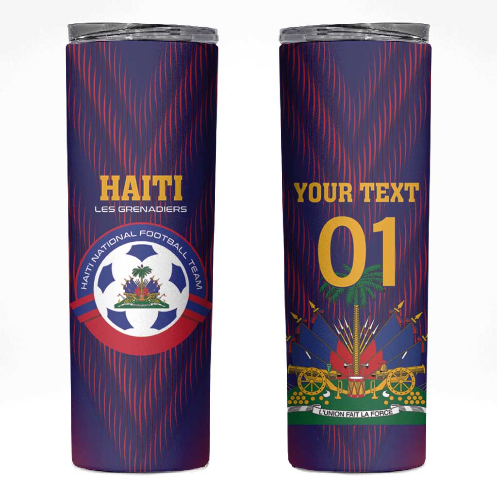 Custom Afro Haiti Football Skinny Tumbler Come On Les Grenadiers LT01