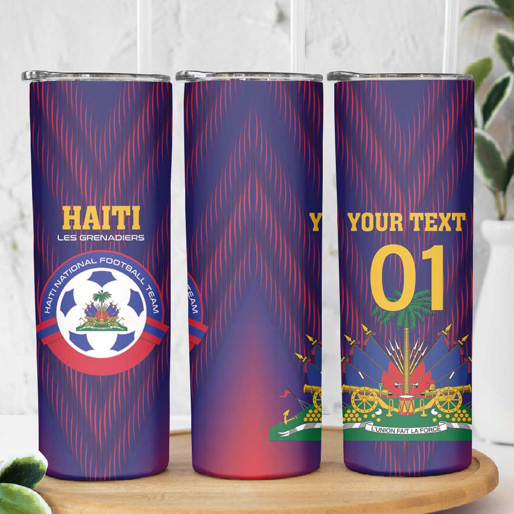 Custom Afro Haiti Football Skinny Tumbler Come On Les Grenadiers LT01