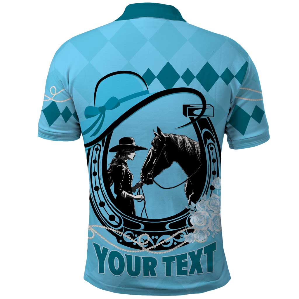 Personalized Kentucky Horse Racing Polo Shirt Beauty and The Horse Blue Version LT01