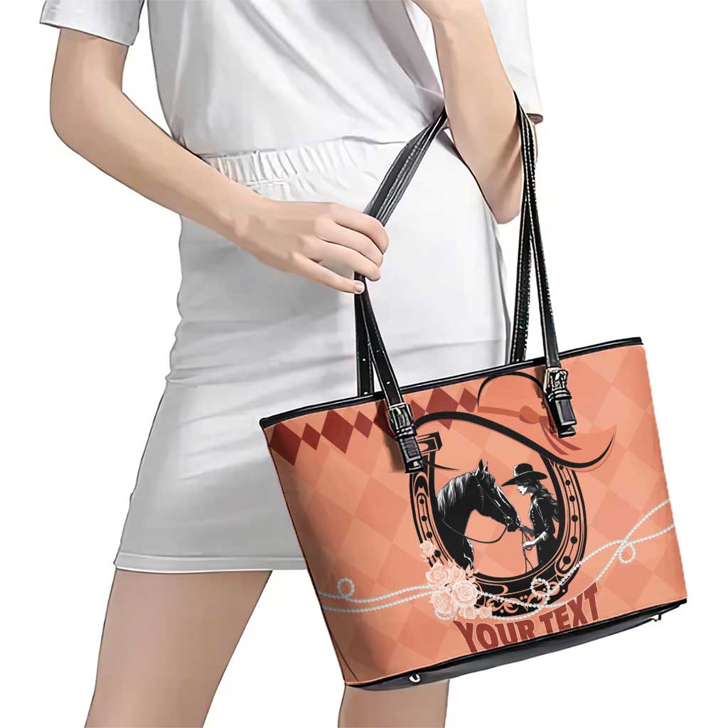 Personalized Kentucky Horse Racing Leather Tote Bag Beauty and The Horse Orange Version LT01