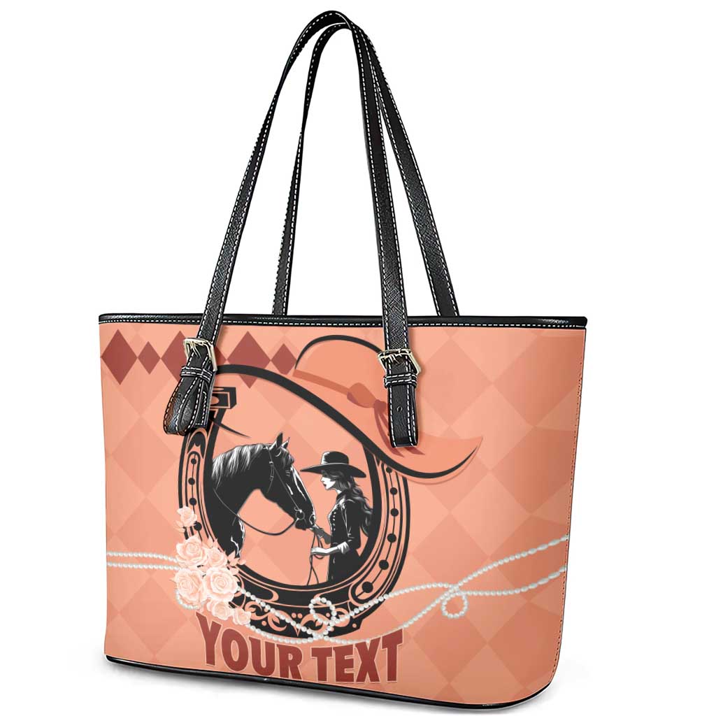 Personalized Kentucky Horse Racing Leather Tote Bag Beauty and The Horse Orange Version LT01