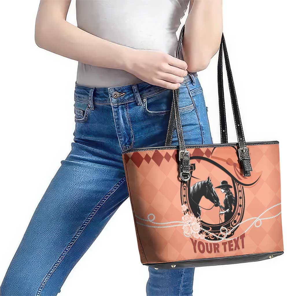 Personalized Kentucky Horse Racing Leather Tote Bag Beauty and The Horse Orange Version LT01