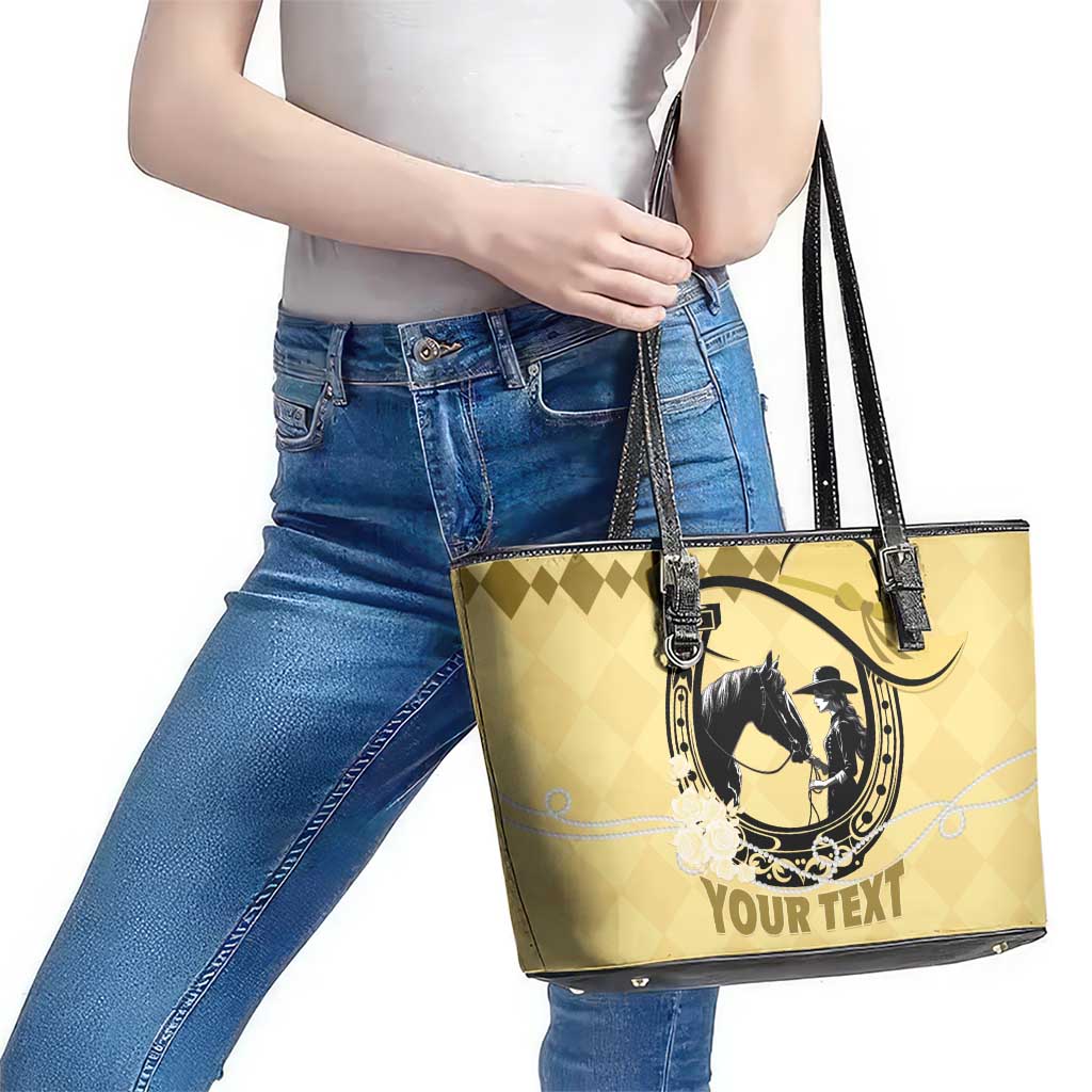 Personalized Kentucky Horse Racing Leather Tote Bag Beauty and The Horse Yellow Version LT01