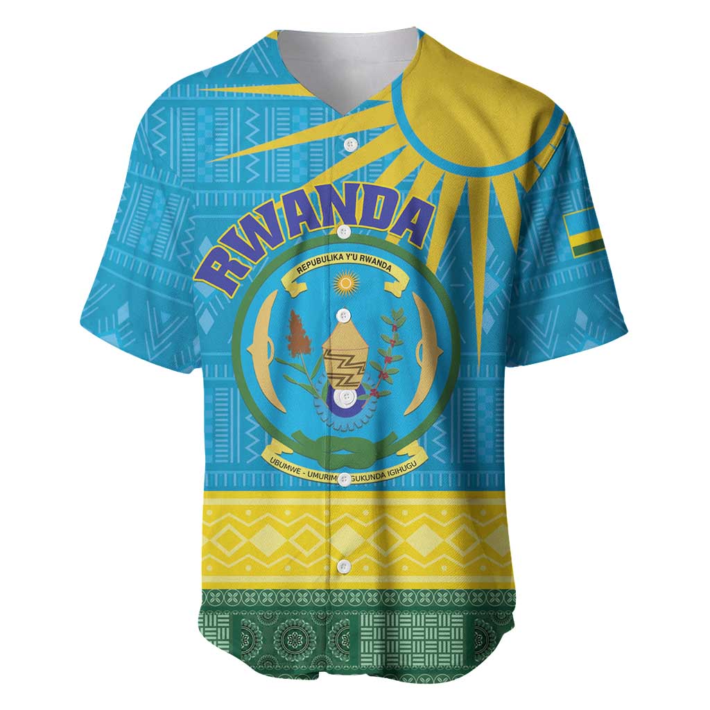 Personalized Rwanda Baseball Jersey Coat of Arms With African Pattern LT01