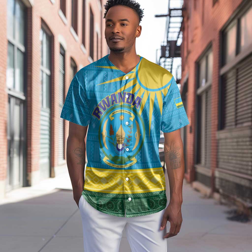 Personalized Rwanda Baseball Jersey Coat of Arms With African Pattern LT01