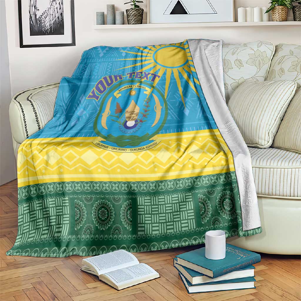 Personalized Rwanda Blanket Coat of Arms With African Pattern LT01