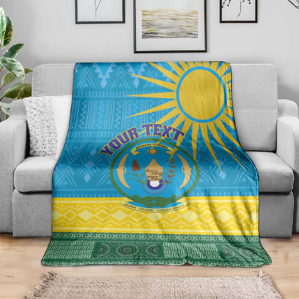 Personalized Rwanda Blanket Coat of Arms With African Pattern LT01